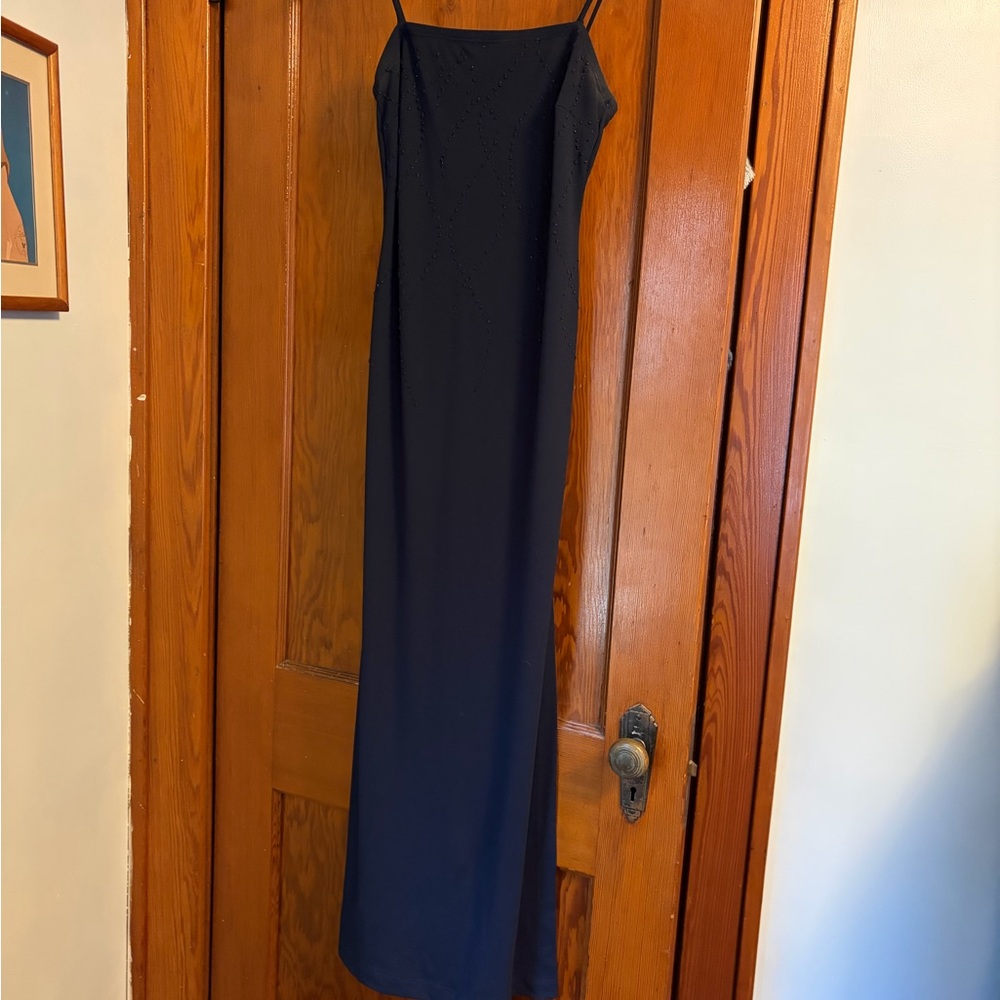 Black Beaded Spaghetti Strap Dress
